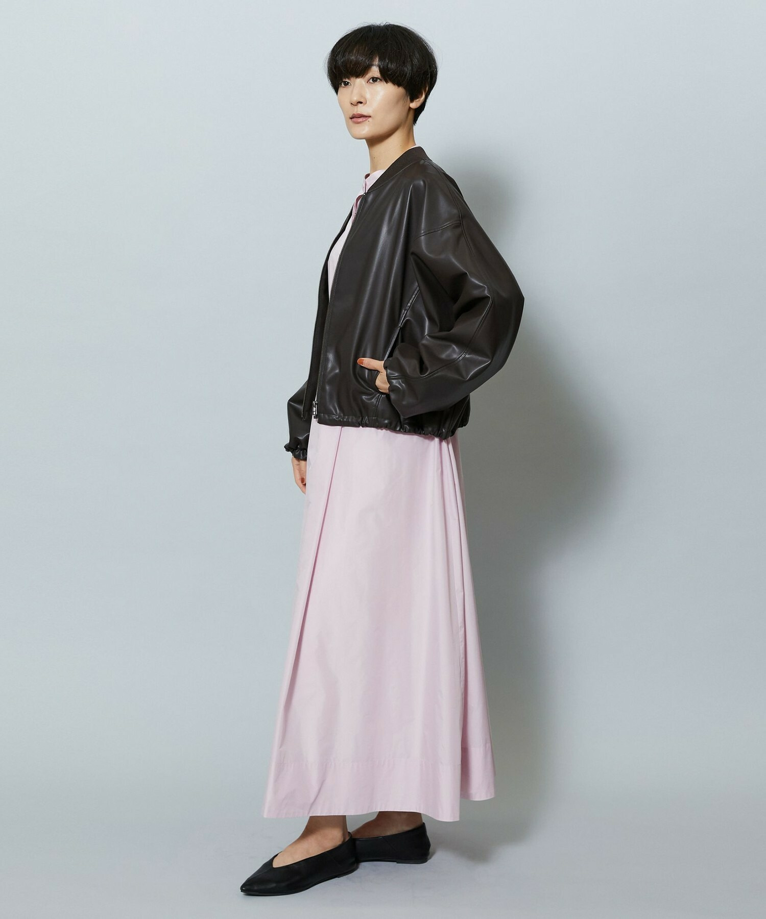 【MOGA】ソフトフェイクレザードルマンショートブルゾン 詳細画像 ブラック 4