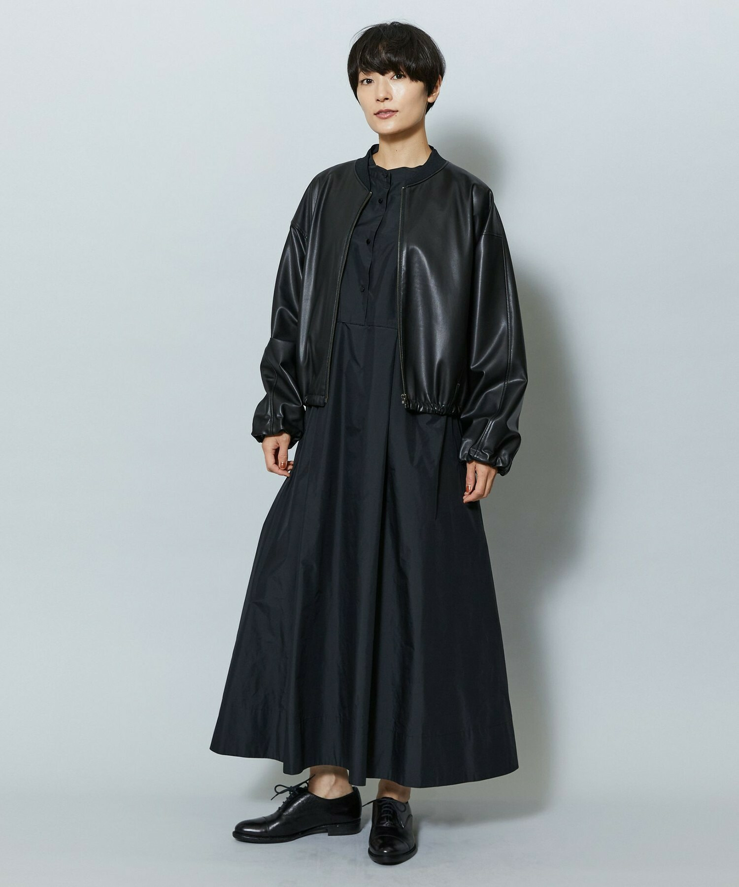 【MOGA】ソフトフェイクレザードルマンショートブルゾン 詳細画像 ブラック 8