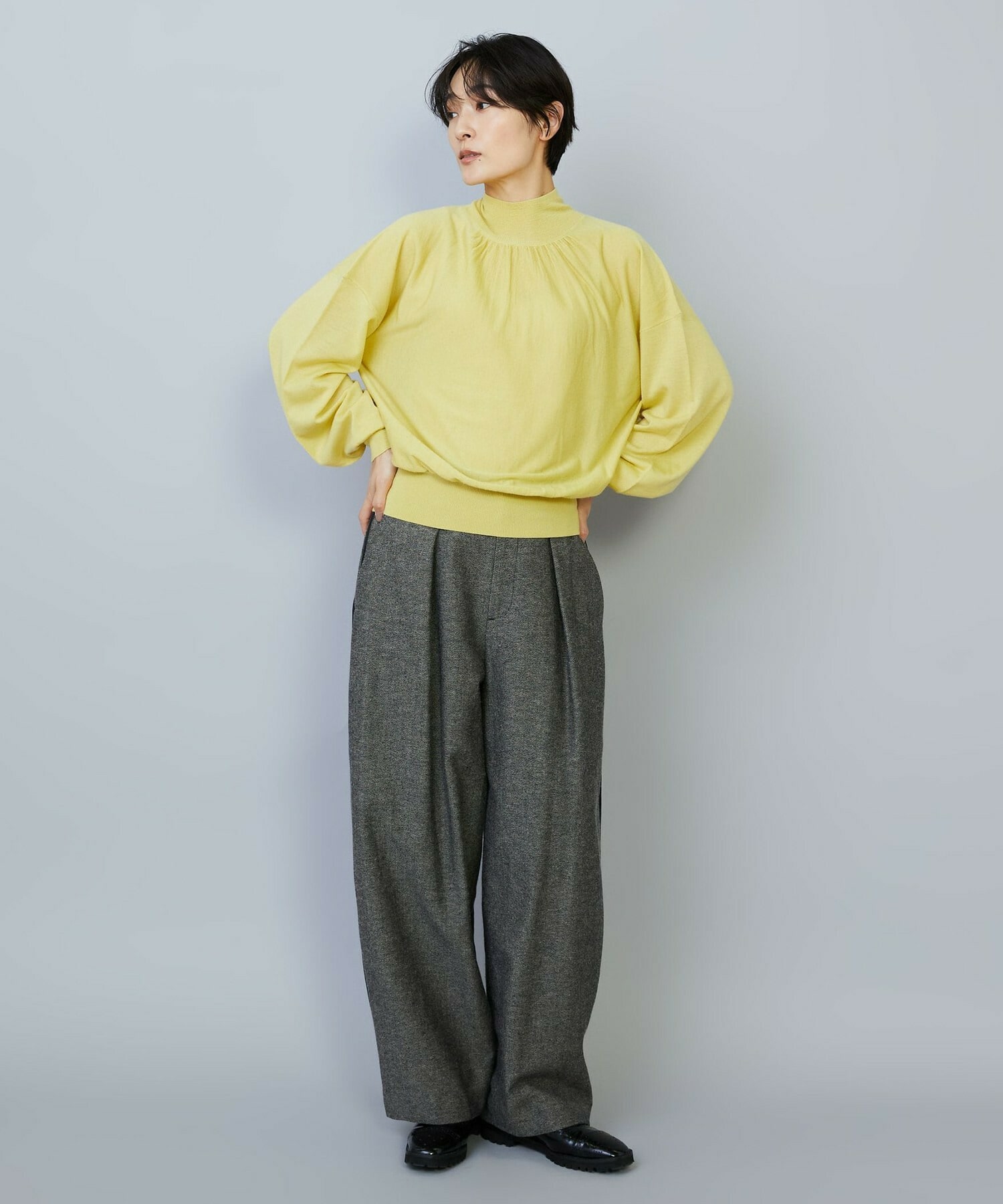 【MOGA】ウールリネンツイルバレルワイドパンツ 詳細画像 ブラック 1