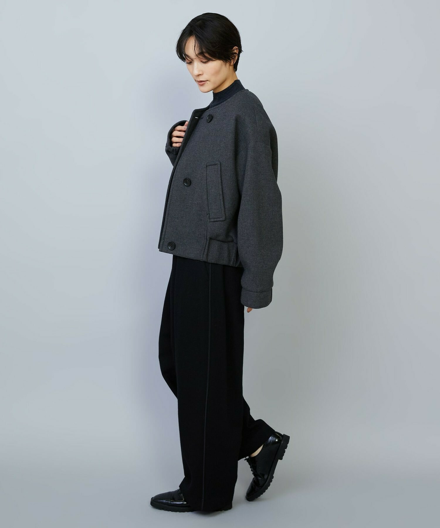 【MOGA】ウールリネンツイルバレルワイドパンツ 詳細画像 ブラック 11