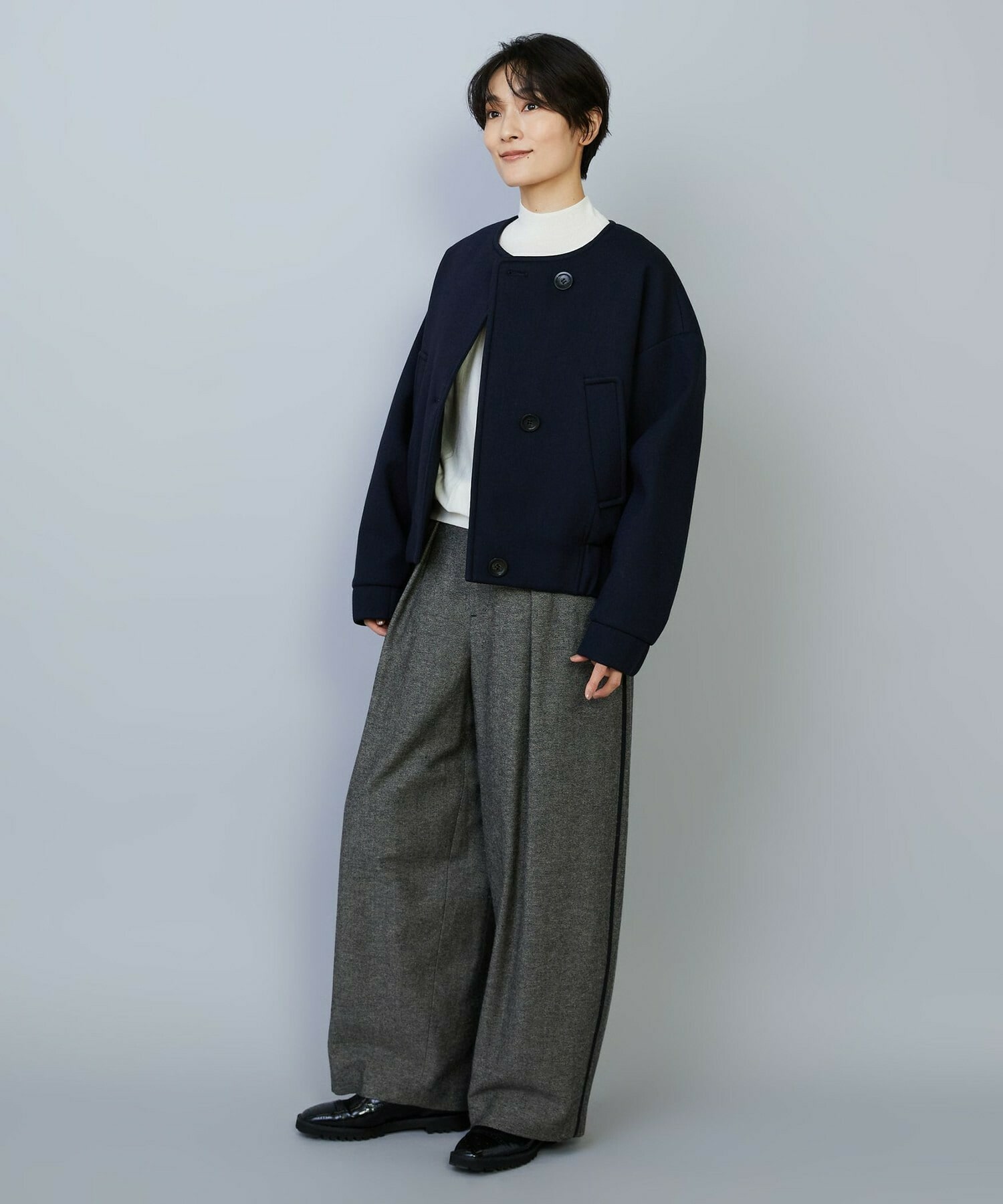 【MOGA】ウールリネンツイルバレルワイドパンツ 詳細画像 ブラック 16