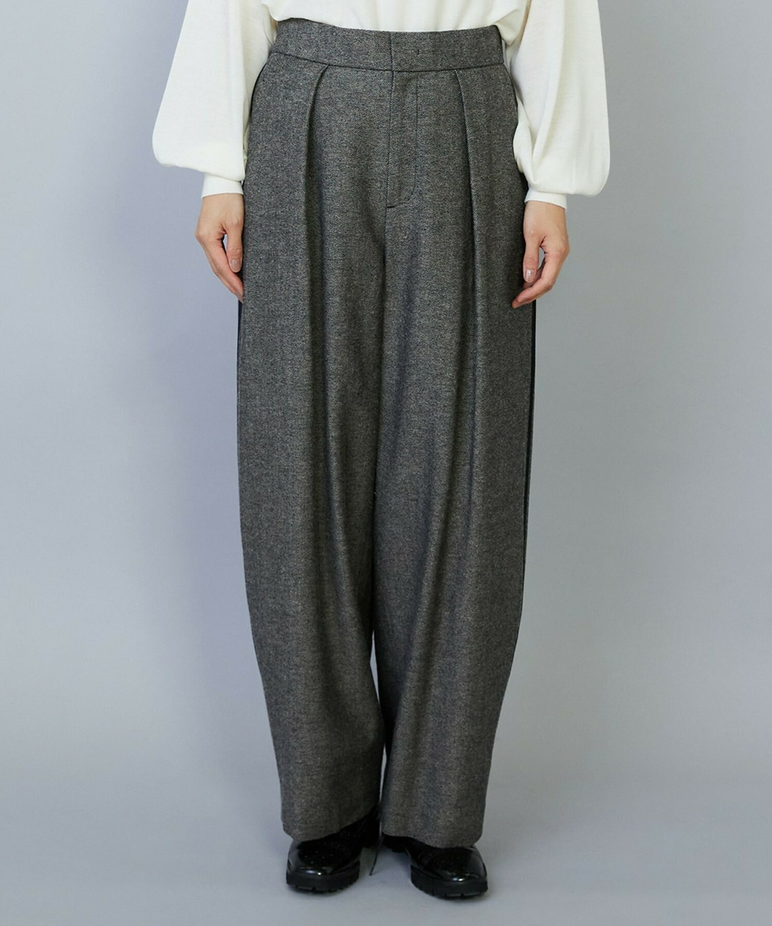 【MOGA】ウールリネンツイルバレルワイドパンツ 詳細画像 ブラック 19