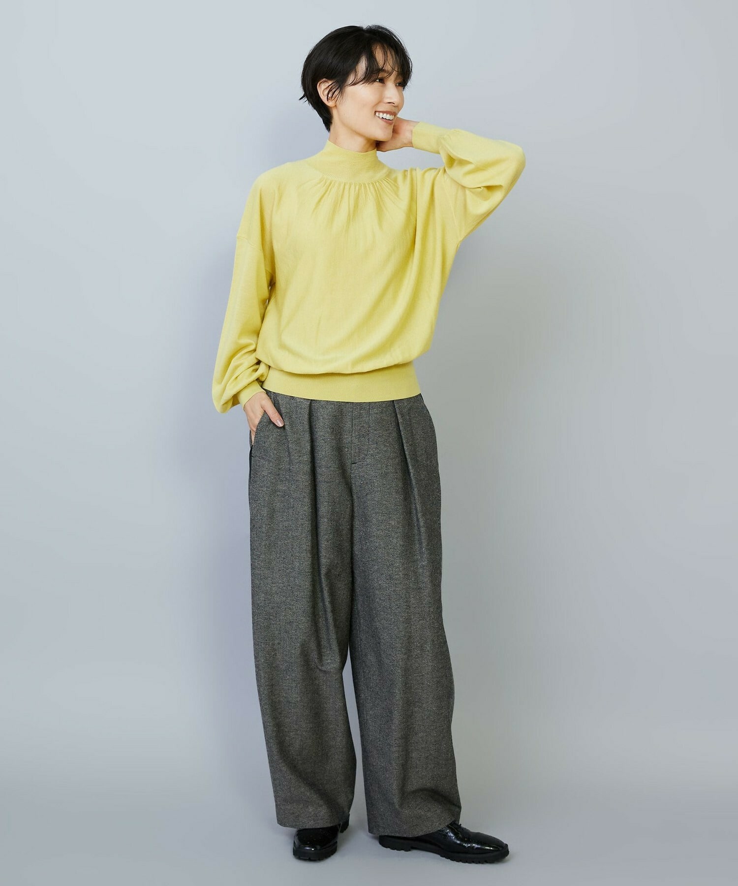 【MOGA】ウールリネンツイルバレルワイドパンツ 詳細画像 ブラック 3