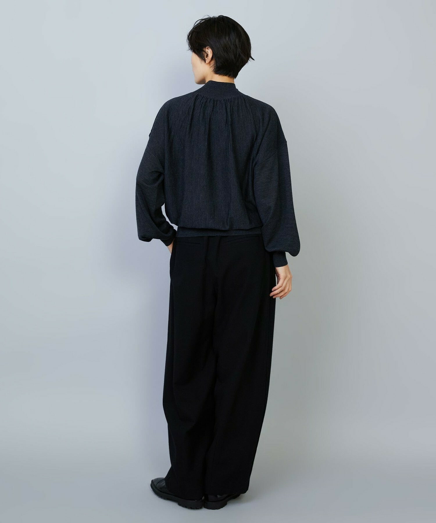 【MOGA】ウールリネンツイルバレルワイドパンツ 詳細画像 ブラック 6