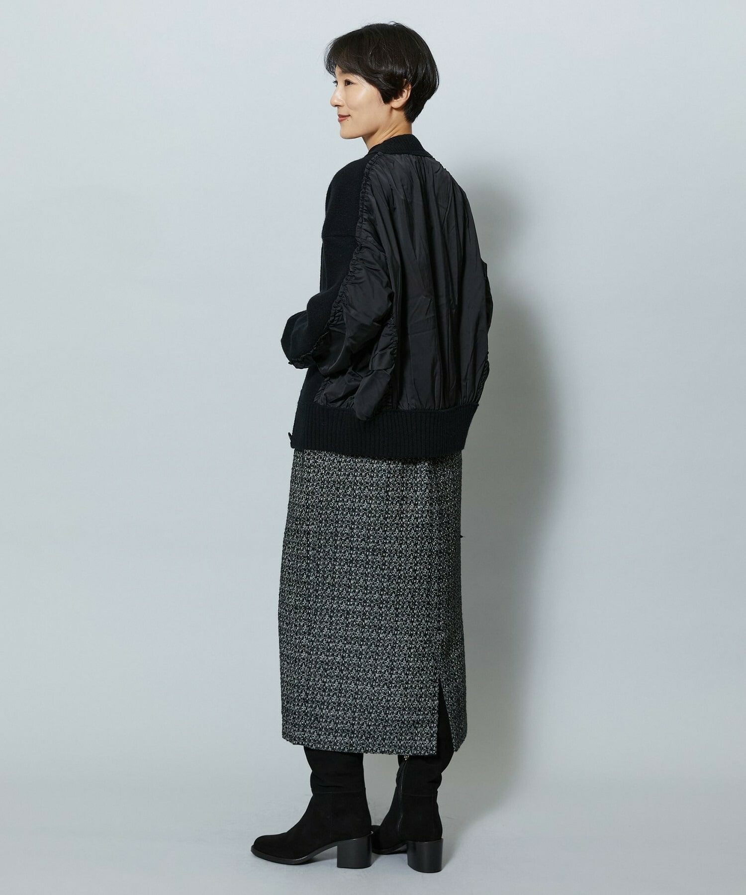 【MOGA】スラブツイードロングスカート 詳細画像 ブラック 12