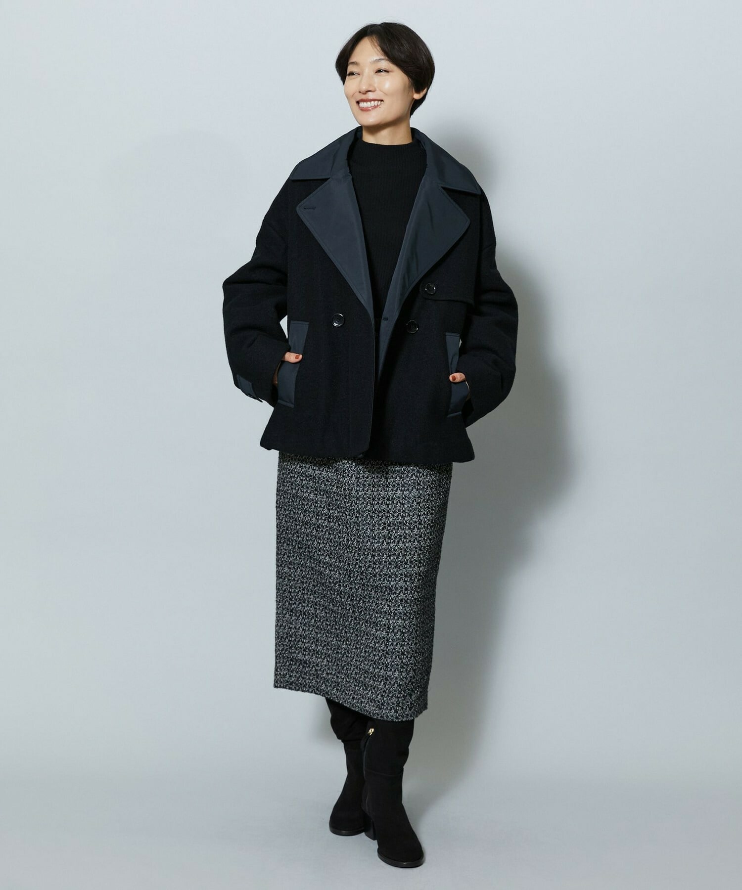 【MOGA】スラブツイードロングスカート 詳細画像 ブラック 15