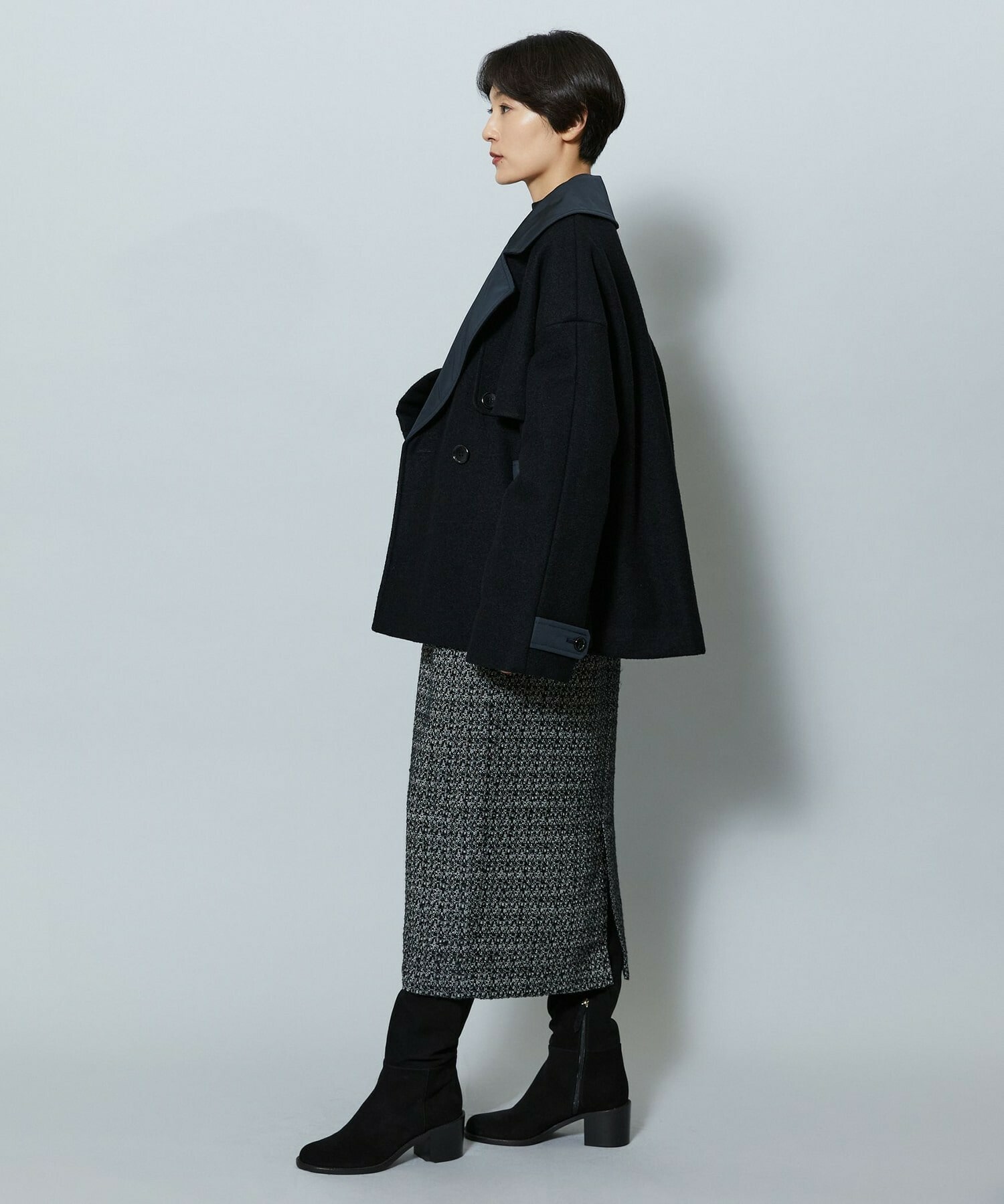 【MOGA】スラブツイードロングスカート 詳細画像 ブラック 17