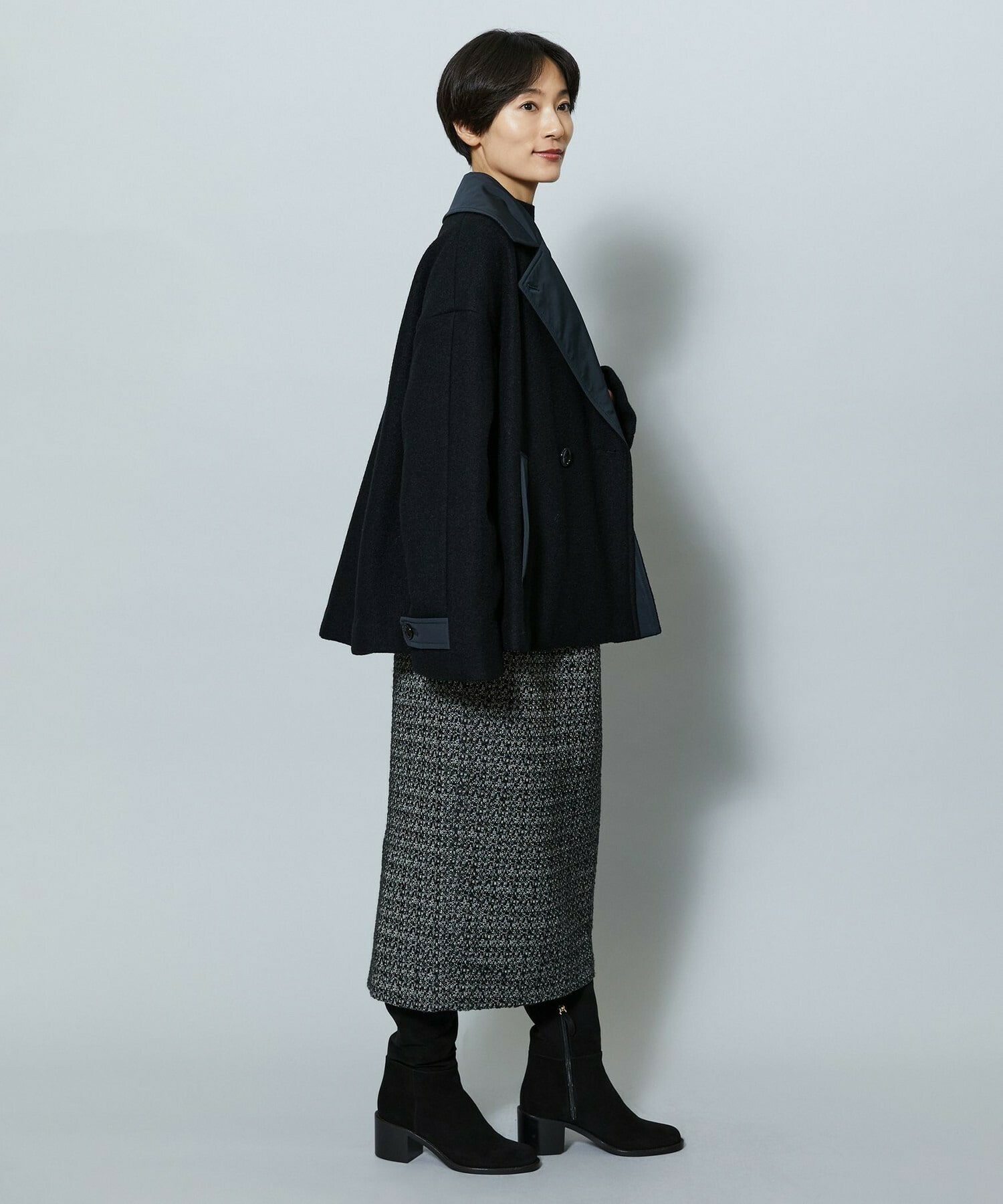 【MOGA】スラブツイードロングスカート 詳細画像 ブラック 19