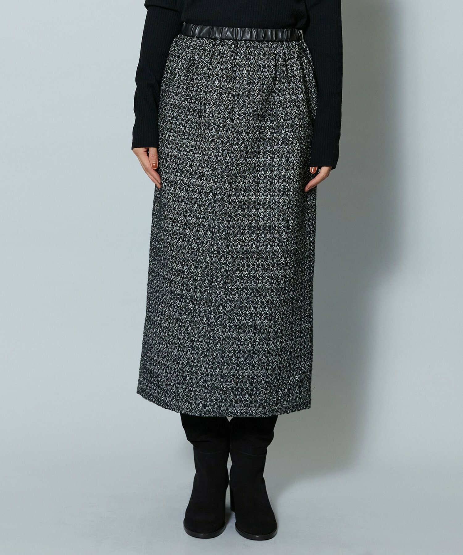 【MOGA】スラブツイードロングスカート 詳細画像 ブラック 20