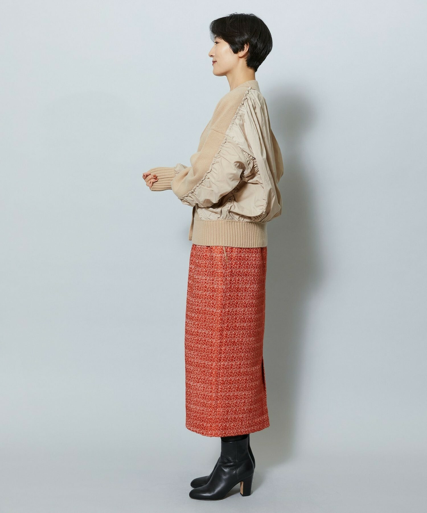 【MOGA】スラブツイードロングスカート 詳細画像 ブラック 6