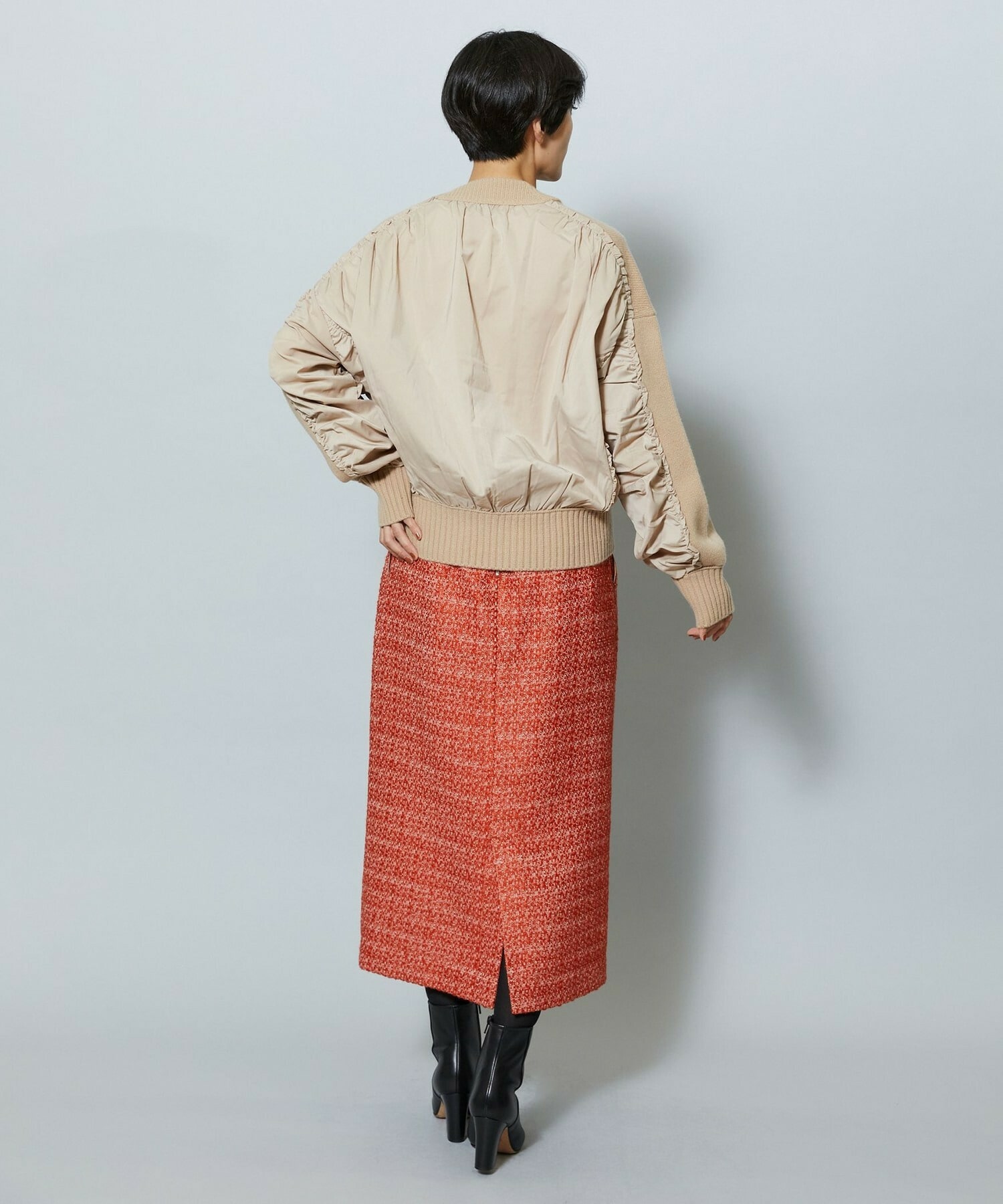 【MOGA】スラブツイードロングスカート 詳細画像 ブラック 7