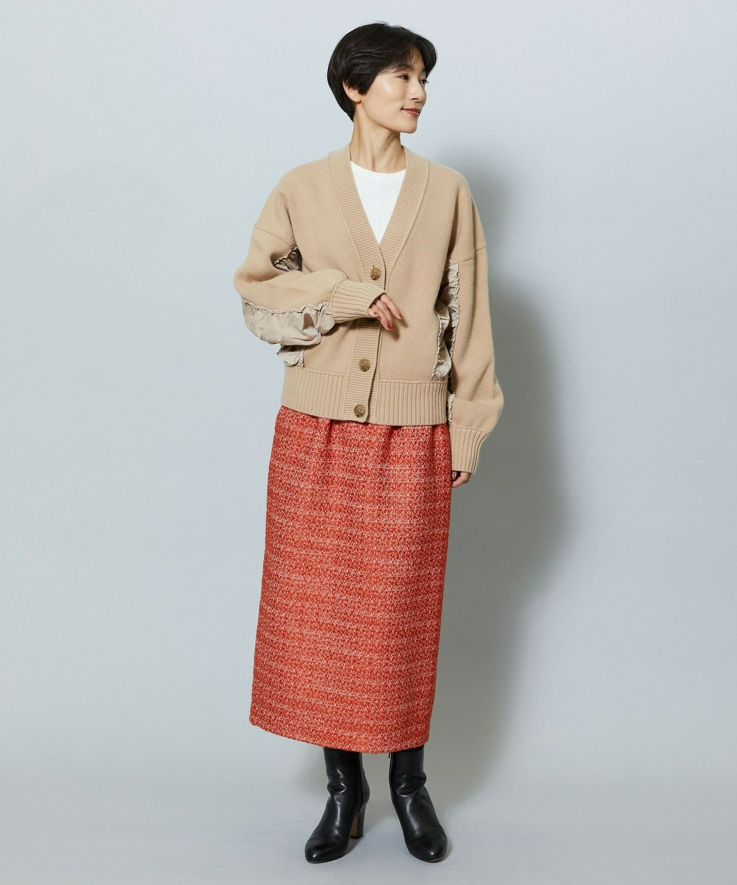 【MOGA】スラブツイードロングスカート 詳細画像 ブラック 9