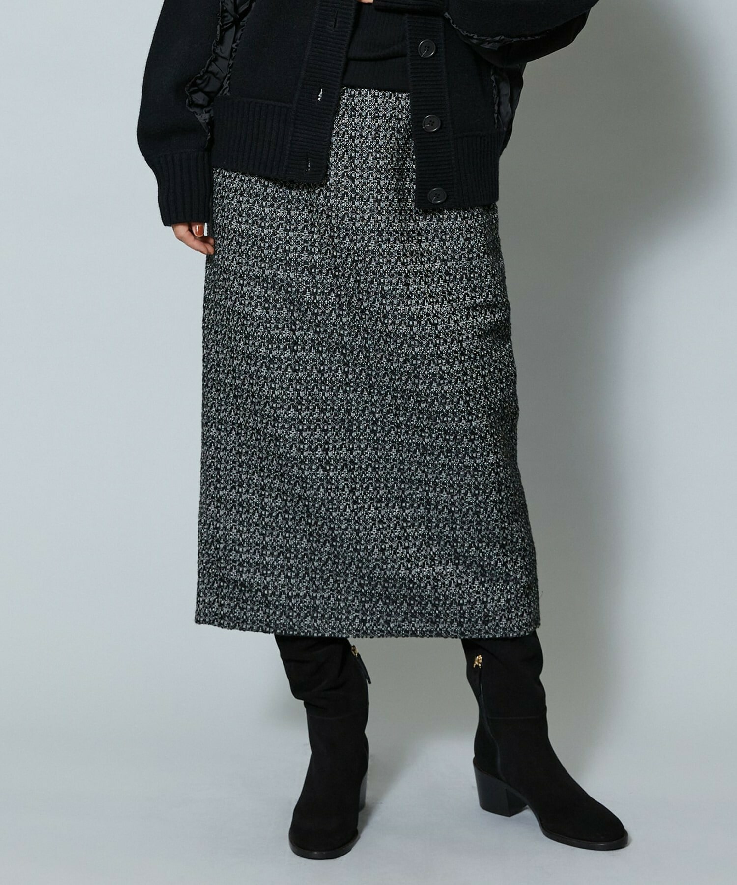 【MOGA】スラブツイードロングスカート 詳細画像 ブラック 1