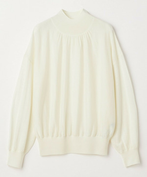 【MOGA】TOPAZギャザーパフスリーブニット 詳細画像 オフホワイト 2