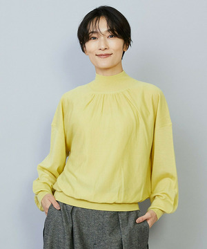 【MOGA】TOPAZギャザーパフスリーブニット 詳細画像 イエロー 1