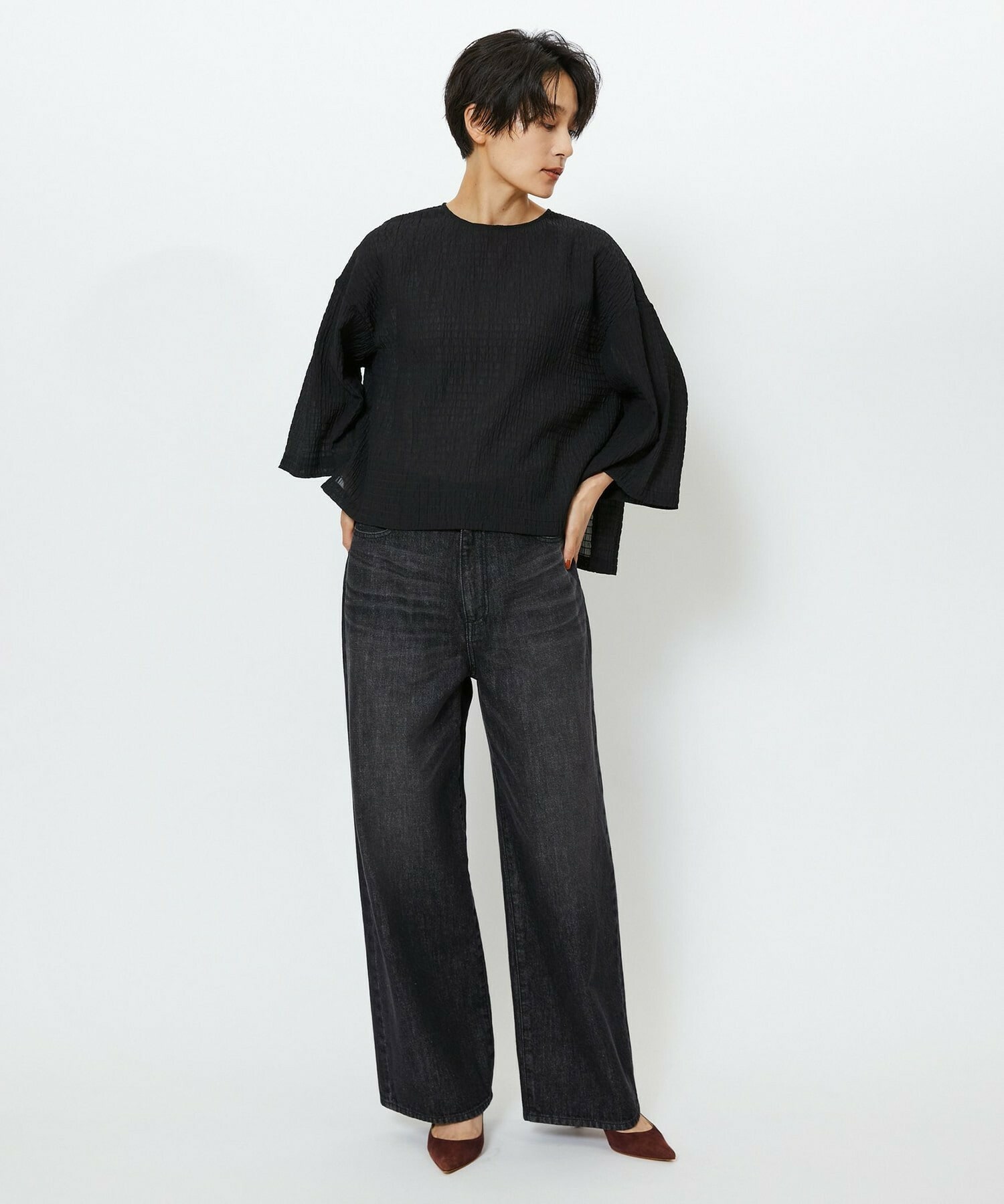 【feerique】feerique　シャーリングクロスブラウス 詳細画像 ホワイト 14