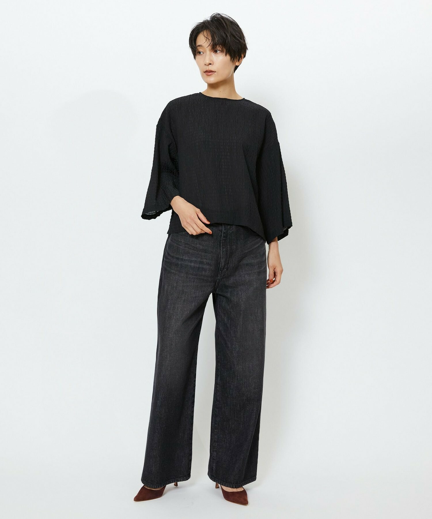 【feerique】feerique　シャーリングクロスブラウス 詳細画像 ホワイト 2