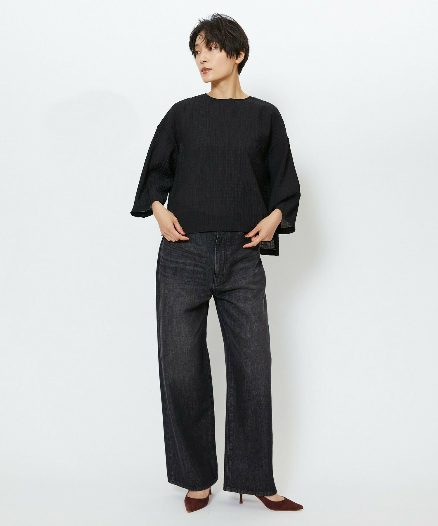 【feerique】feerique　シャーリングクロスブラウス 詳細画像 ホワイト 4