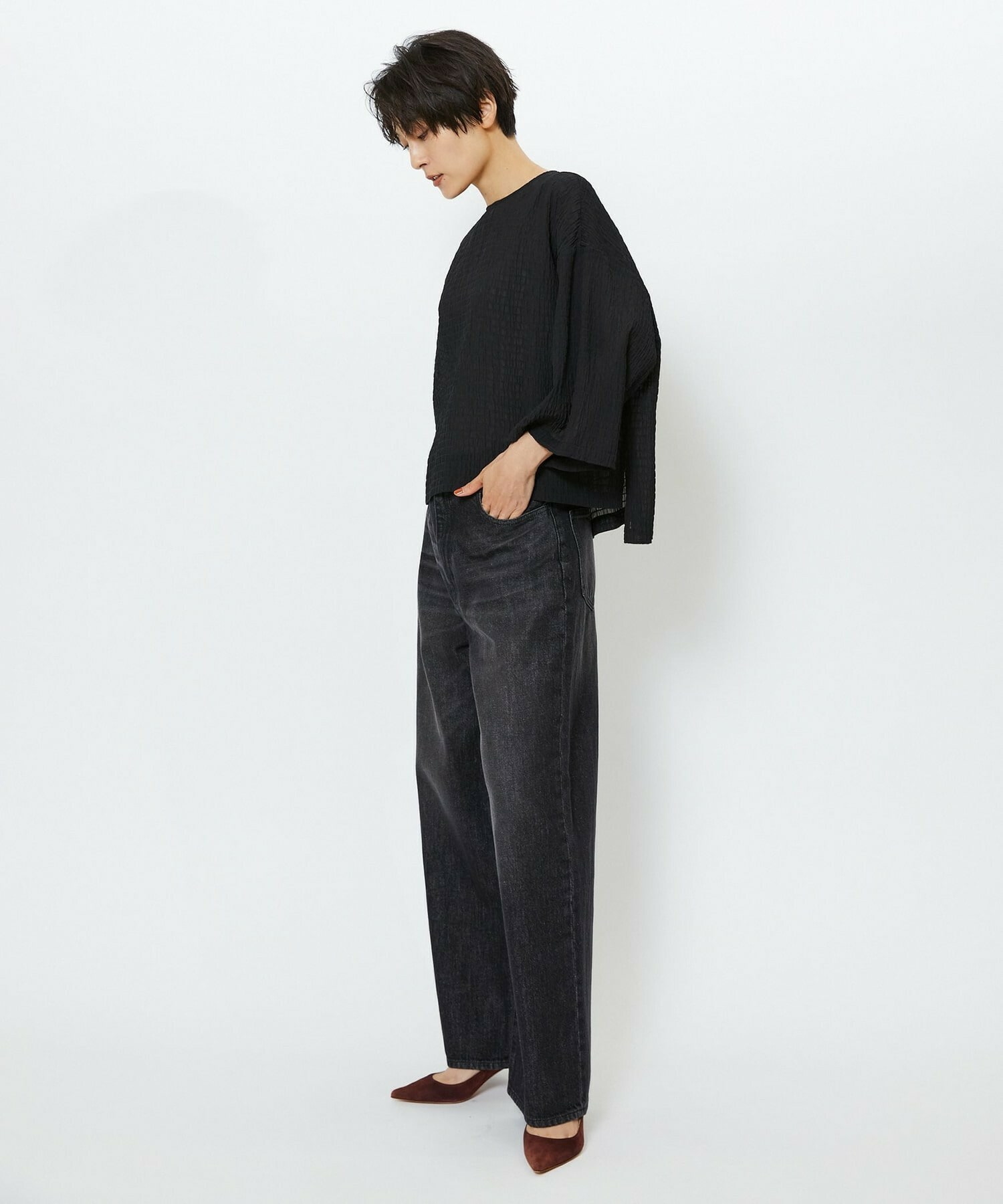 【feerique】feerique　シャーリングクロスブラウス 詳細画像 ホワイト 6