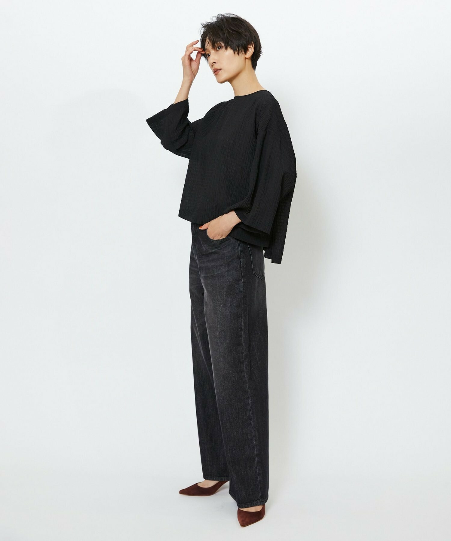 【feerique】feerique　シャーリングクロスブラウス 詳細画像 ホワイト 7