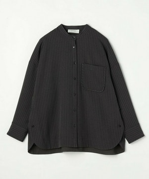 【feerique】feerique ウールライクストライプオーバーサイズシャツ 詳細画像 チャコールグレー 2