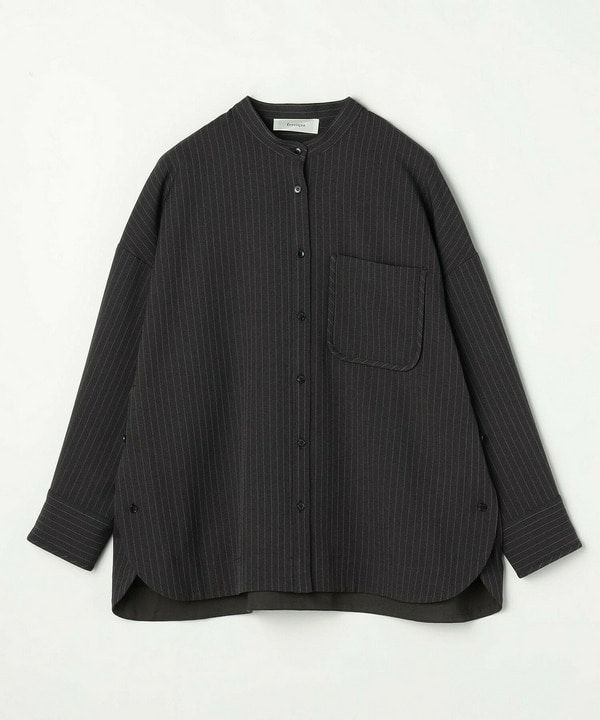 feerique ウールライクストライプオーバーサイズシャツ 詳細画像 チャコールグレー 2