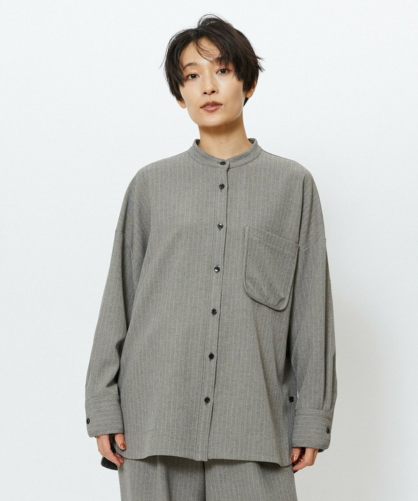 【feerique】feerique ウールライクストライプオーバーサイズシャツ