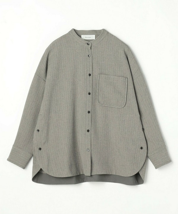 feerique ウールライクストライプオーバーサイズシャツ 詳細画像 ブラウン 2