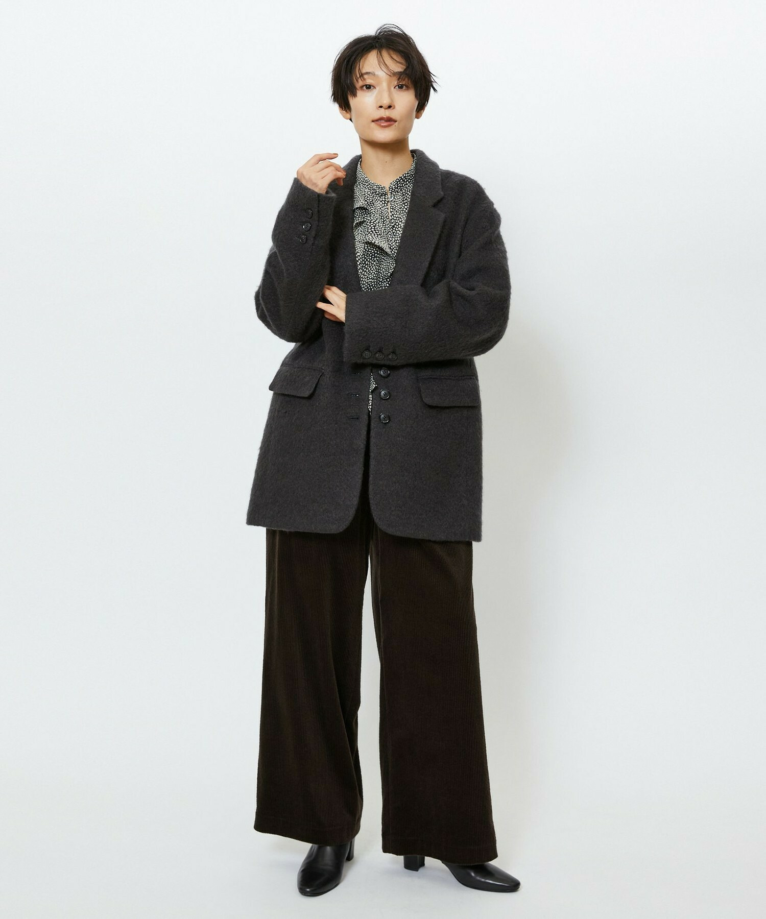 【feerique】feerique モヘアシャギーテーラードコート 詳細画像 チャコールグレー 21