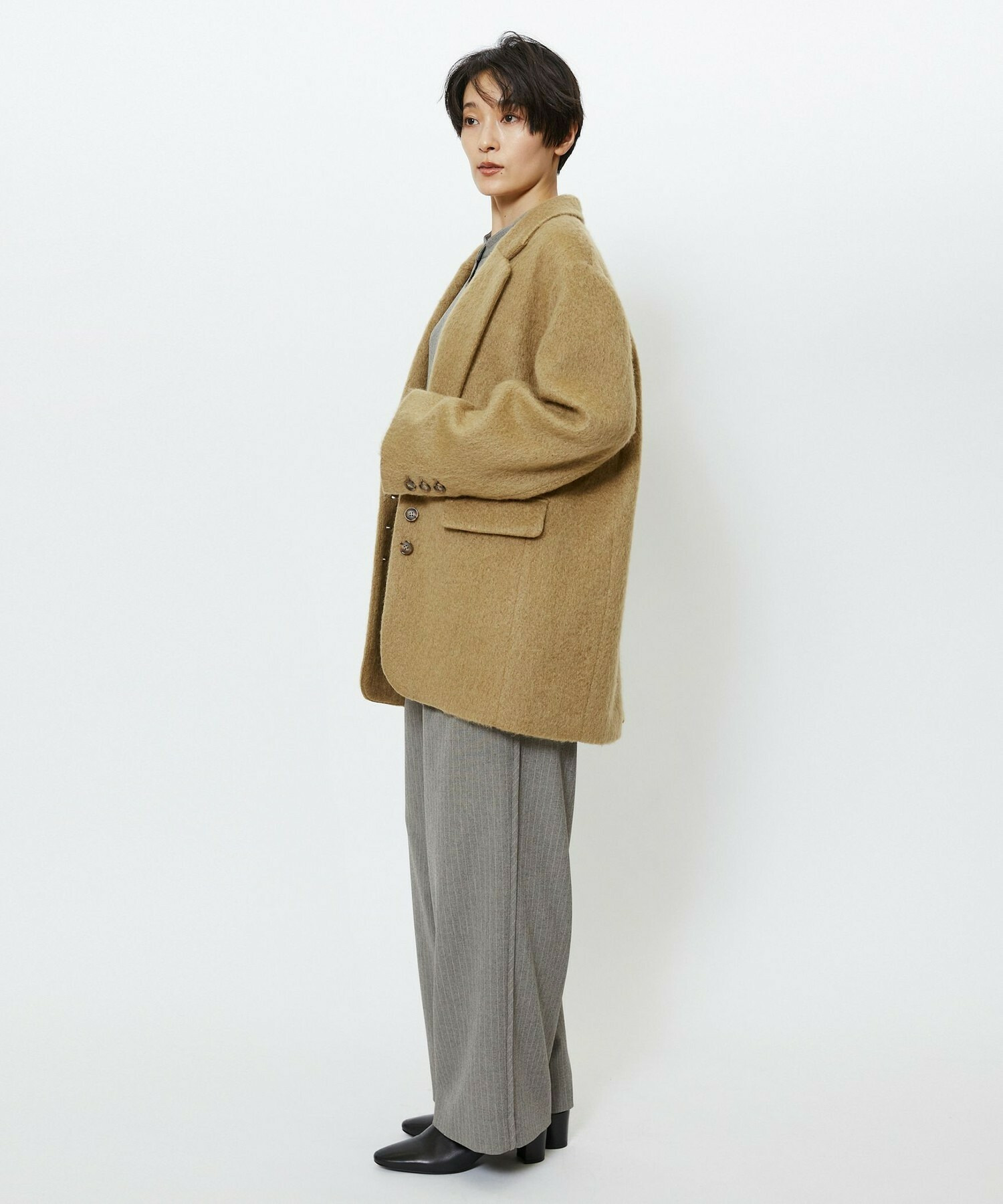 【feerique】feerique モヘアシャギーテーラードコート 詳細画像 チャコールグレー 6