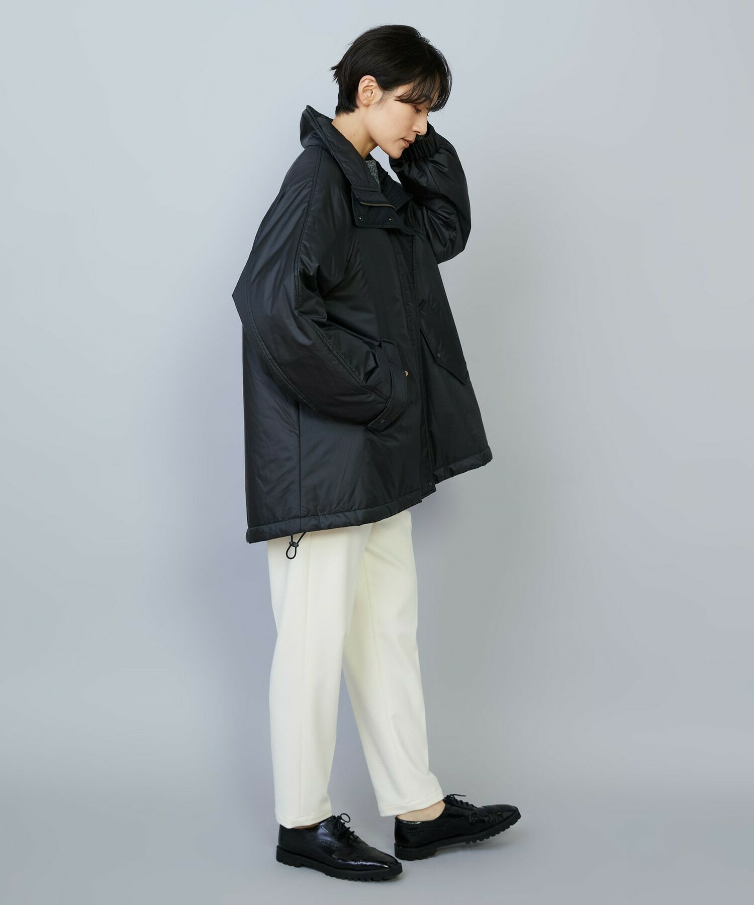 【MOGA】feerique シルキータフタパディングコクーンコート 詳細画像 ネイビー 12