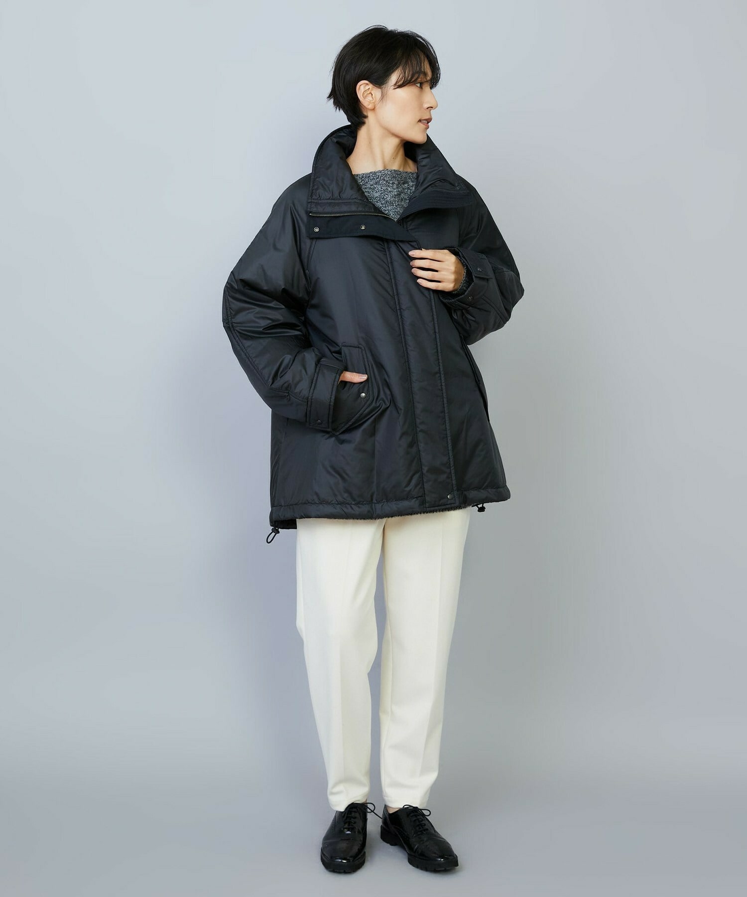 【MOGA】feerique シルキータフタパディングコクーンコート 詳細画像 ネイビー 13