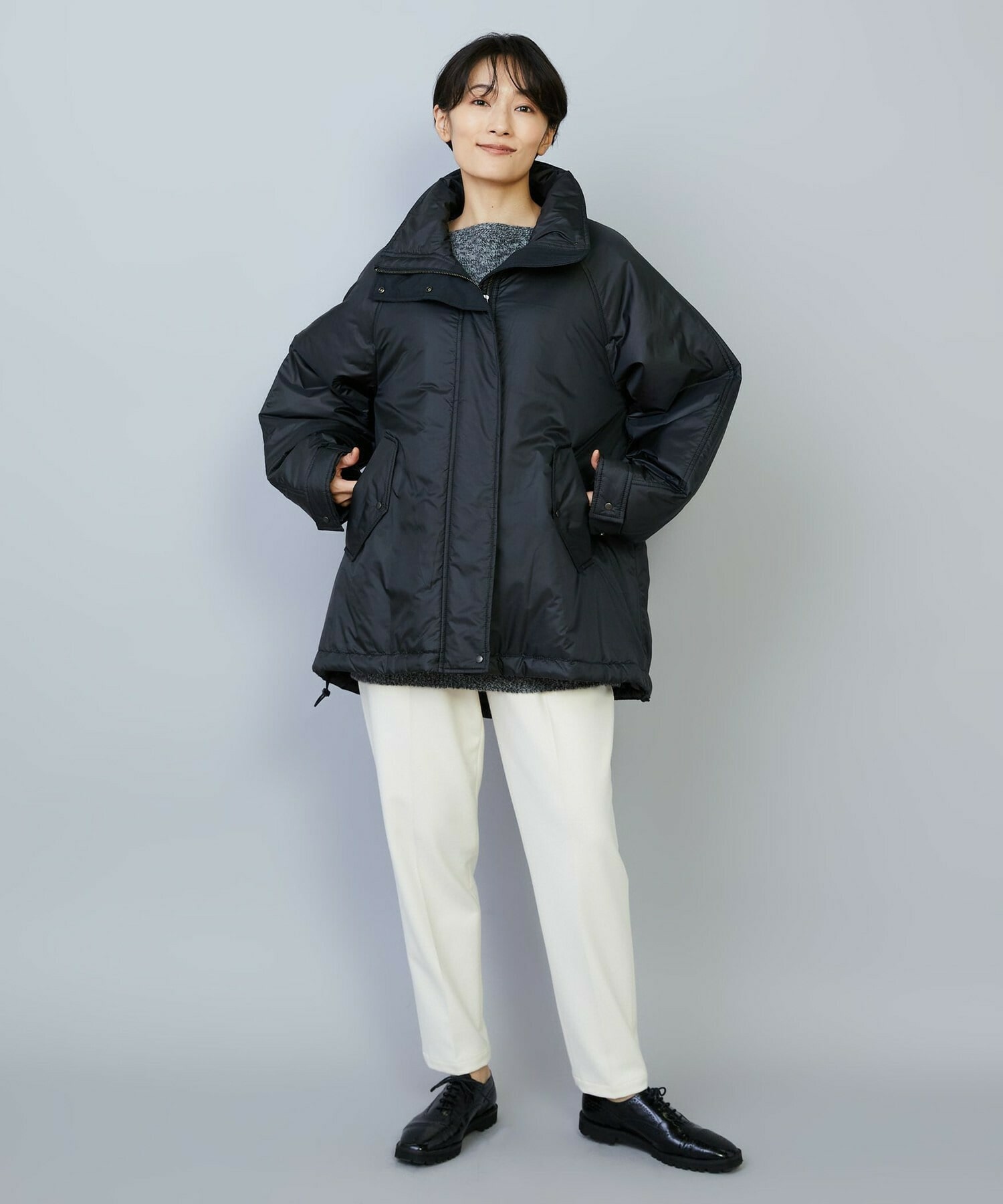 【MOGA】feerique シルキータフタパディングコクーンコート 詳細画像 ネイビー 2