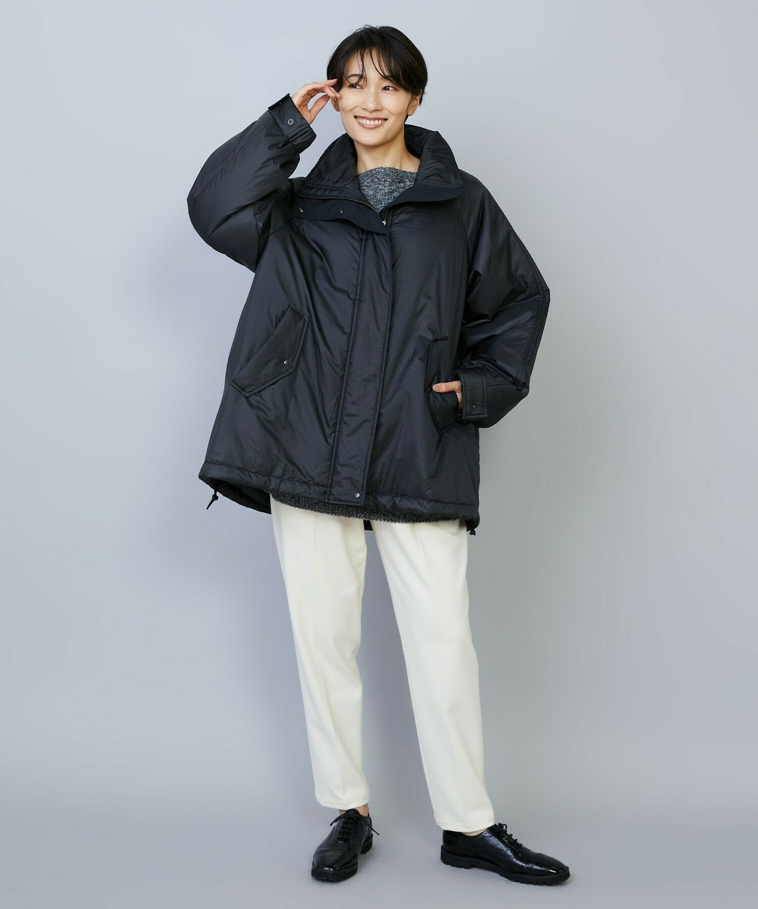 【MOGA】feerique シルキータフタパディングコクーンコート 詳細画像 ネイビー 3