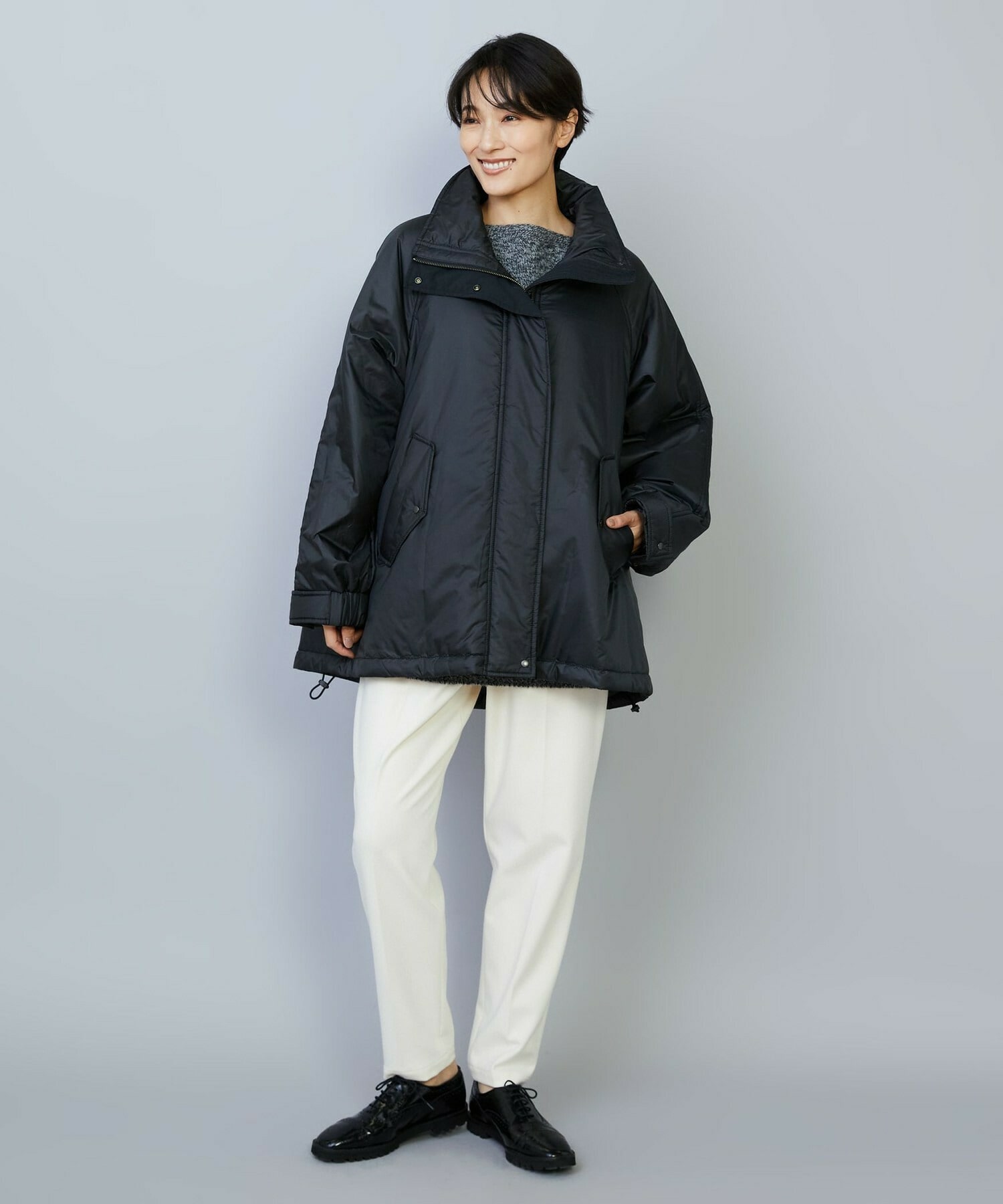 【MOGA】feerique シルキータフタパディングコクーンコート 詳細画像 ネイビー 4