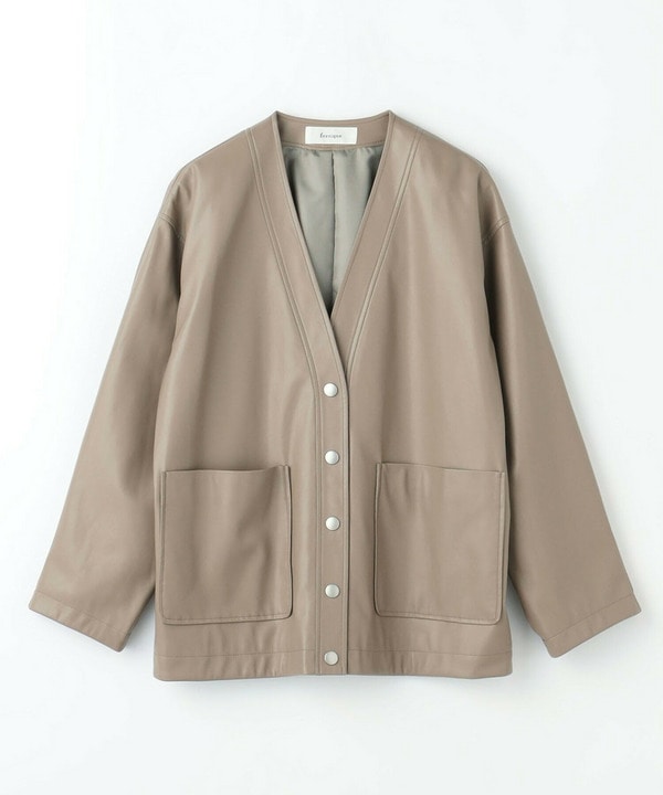 feerique フェイクレザージャケット 詳細画像 モカ 2