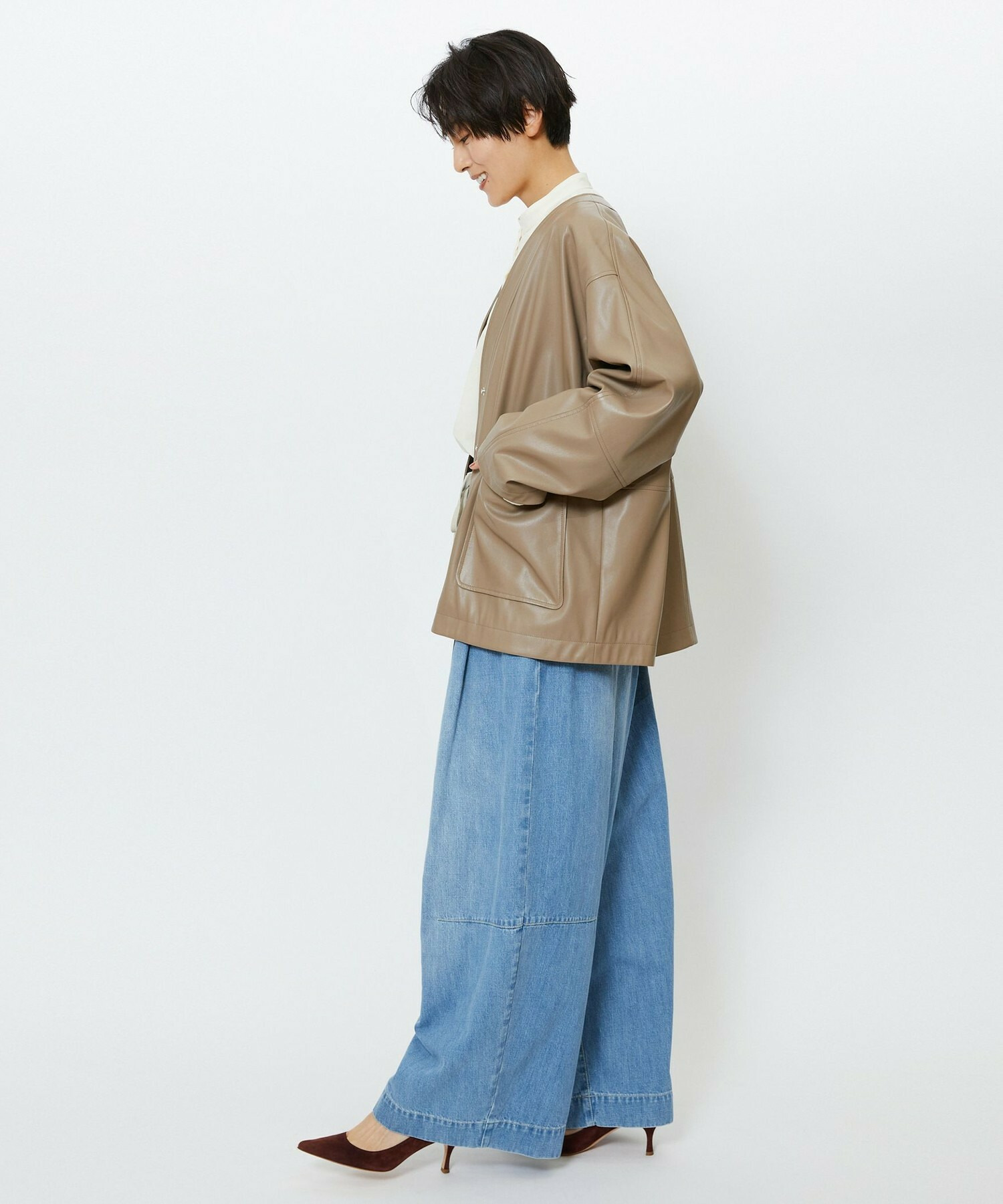 【feerique】feerique フェイクレザージャケット 詳細画像 モカ 5