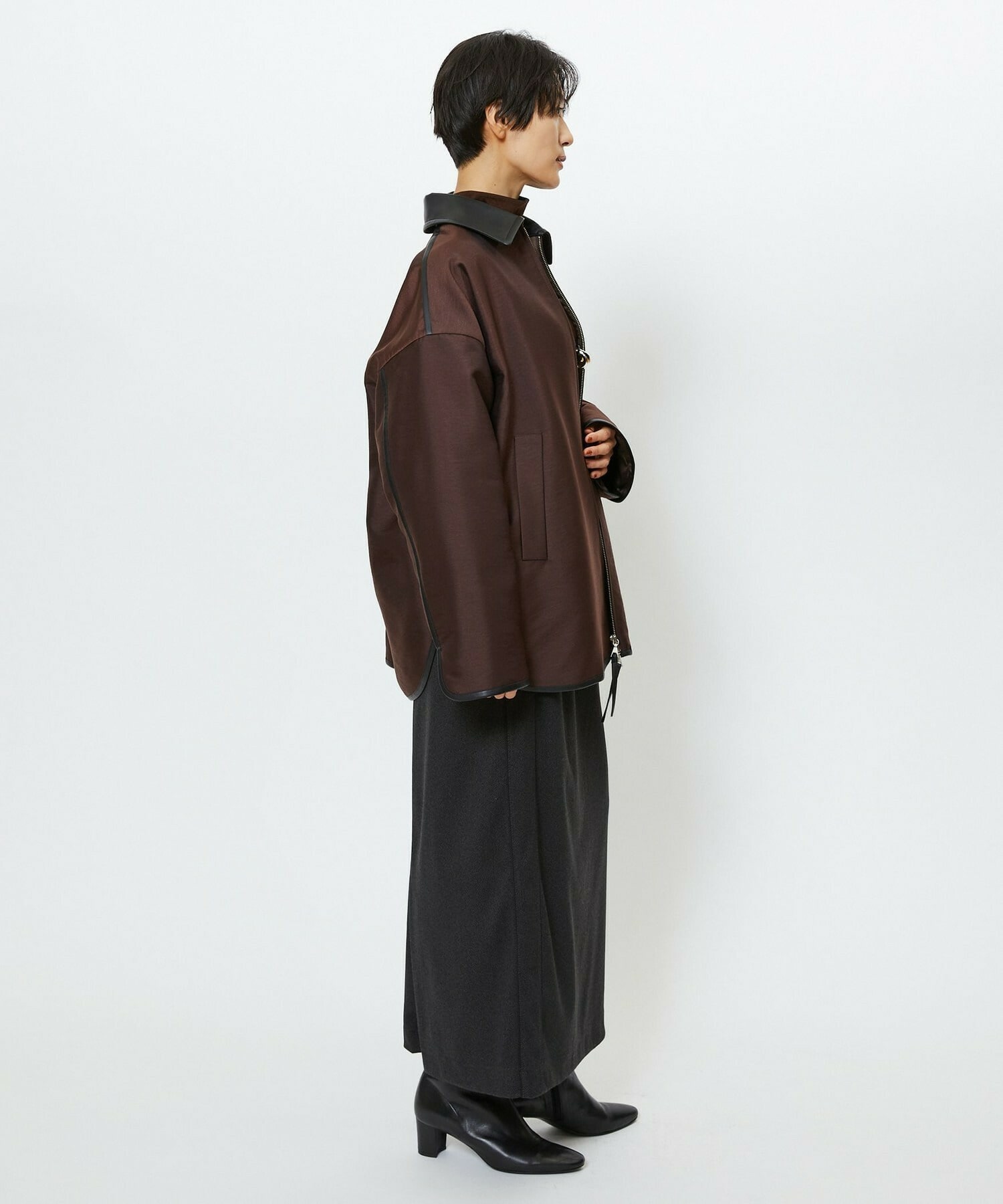 【feerique】feerique ブライトツイル中綿ダブルジップコート 詳細画像 ブラック 17