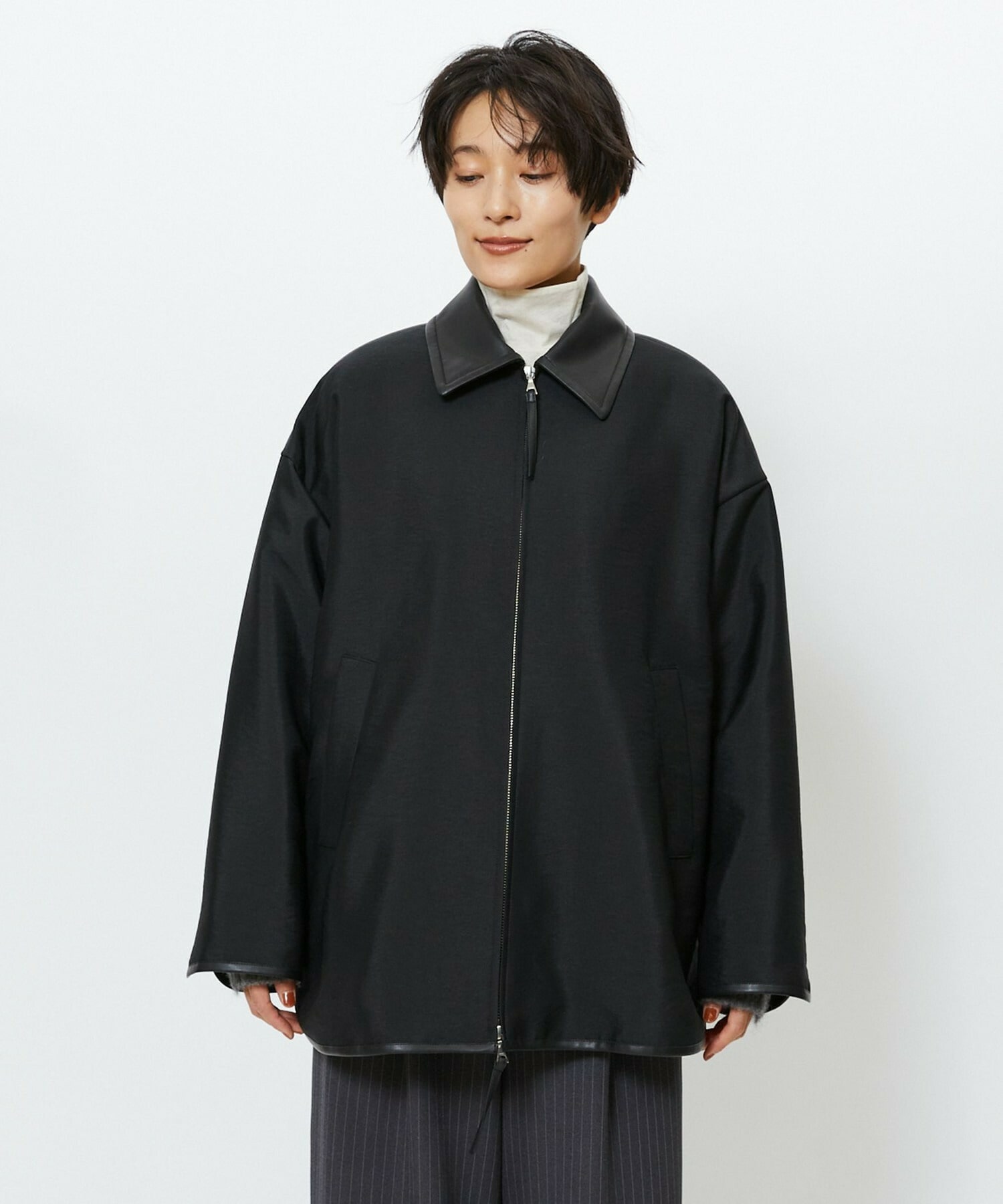 【feerique】feerique ブライトツイル中綿ダブルジップコート 詳細画像 ブラック 19