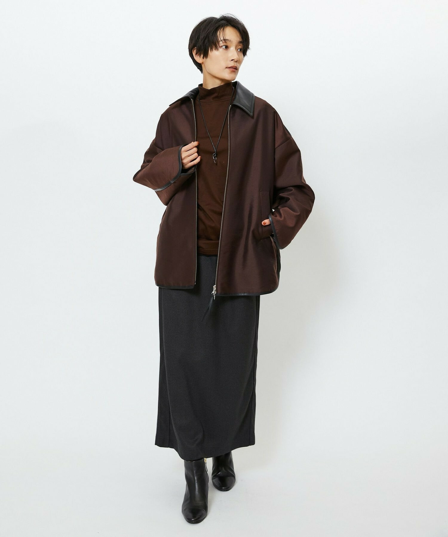 【feerique】feerique ブライトツイル中綿ダブルジップコート 詳細画像 ブラック 9