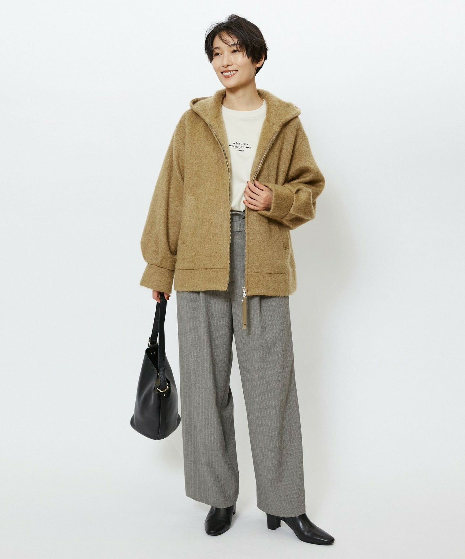 【feerique】feerique モヘアシャギーフードブルゾン 詳細画像 チャコールグレー 11