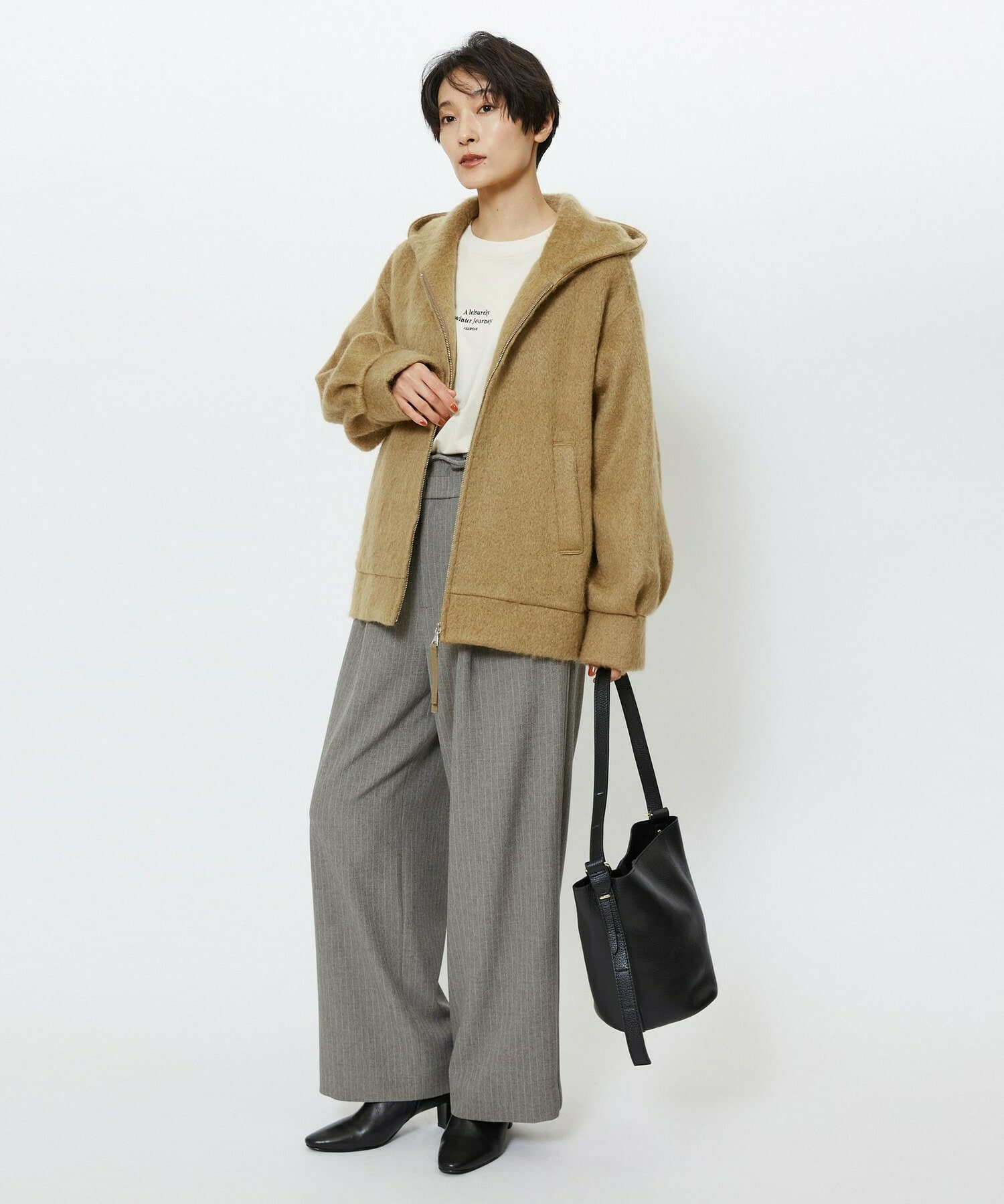 【feerique】feerique モヘアシャギーフードブルゾン 詳細画像 チャコールグレー 12