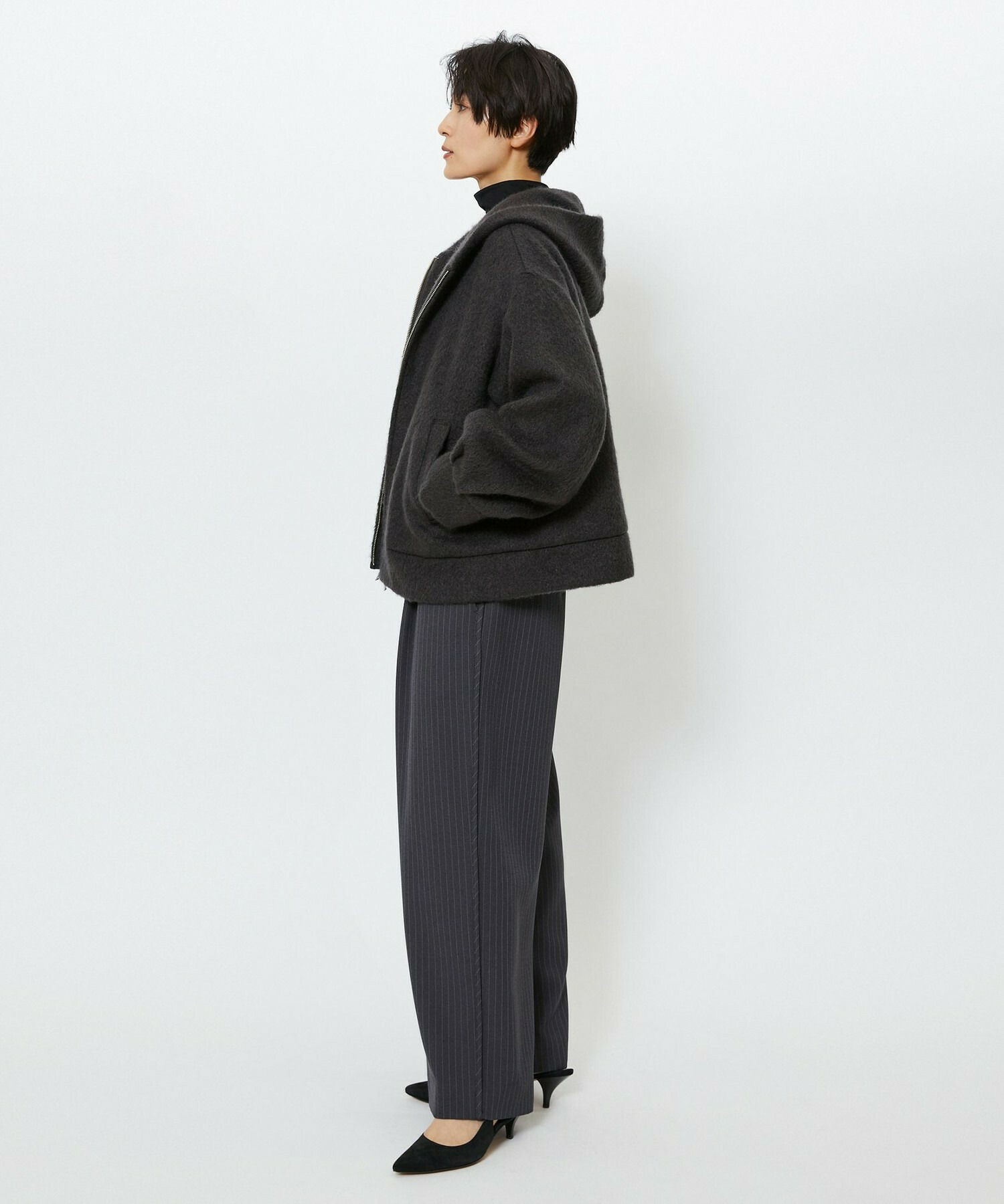 【feerique】feerique モヘアシャギーフードブルゾン 詳細画像 チャコールグレー 6