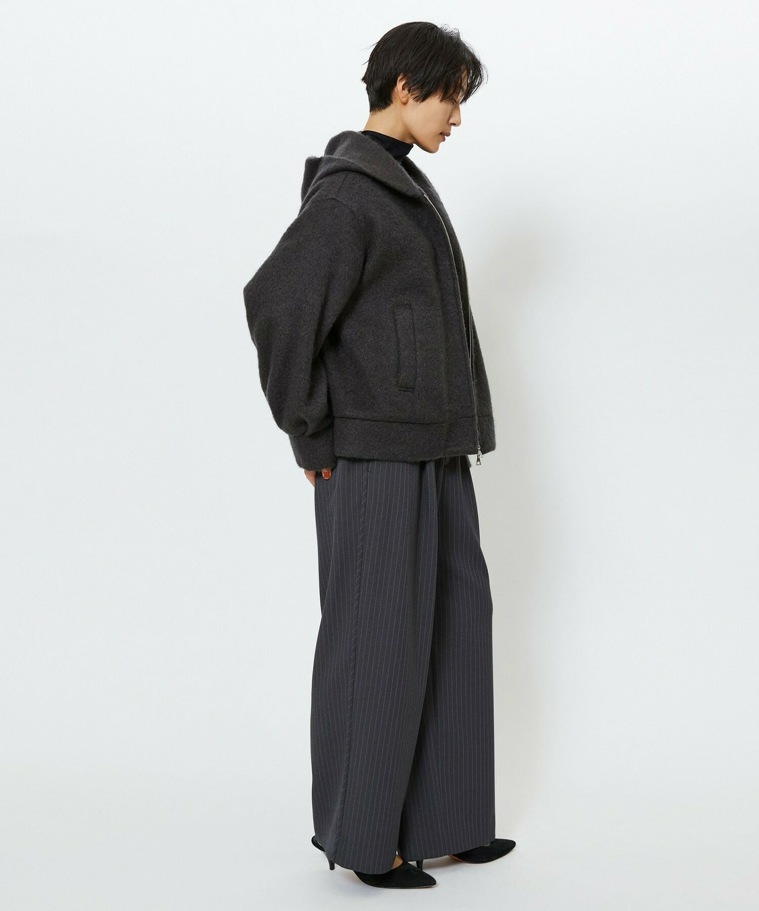 【feerique】feerique モヘアシャギーフードブルゾン 詳細画像 チャコールグレー 9