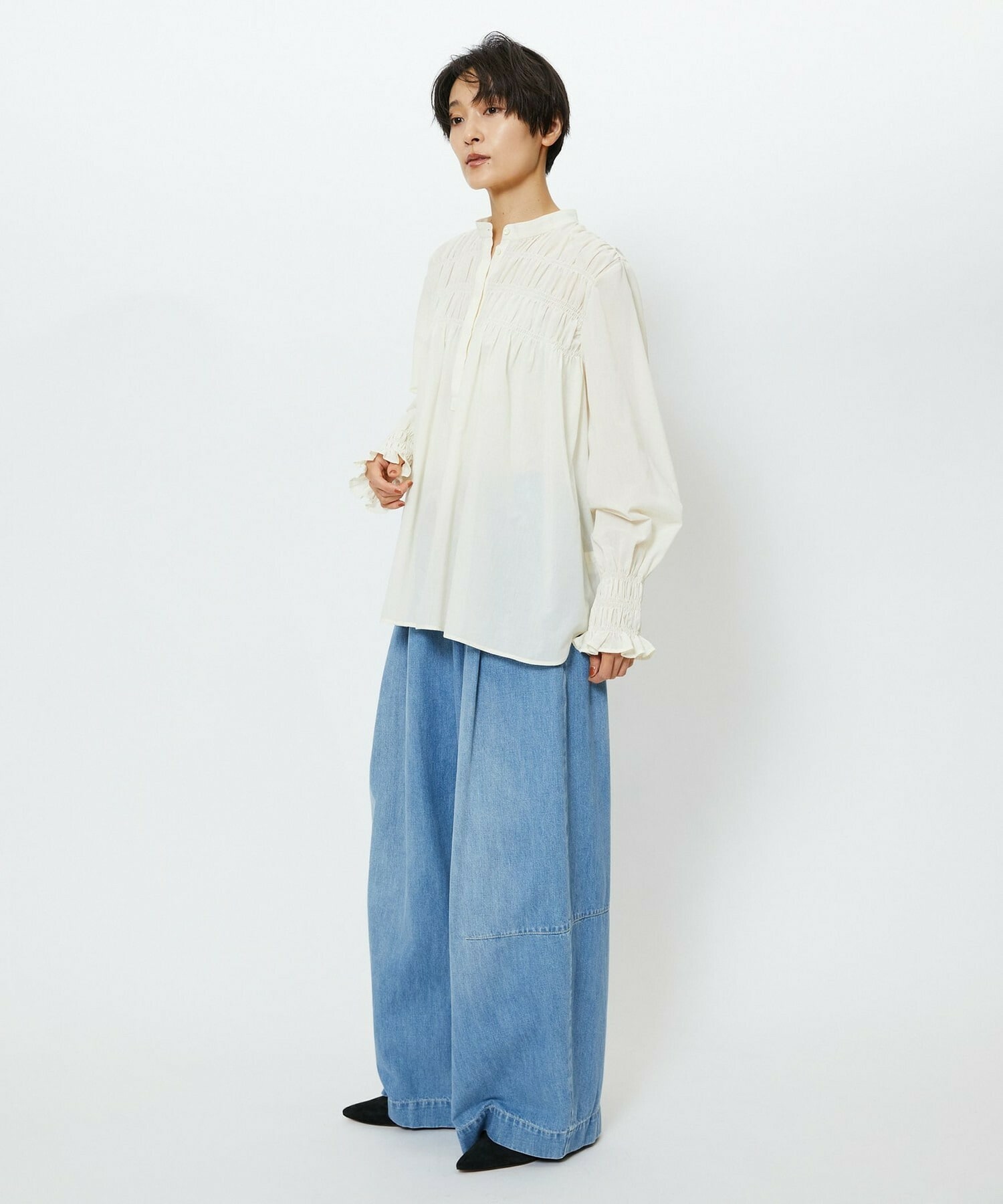 【feerique】feerique　デニムコクーンシルエットワイドパンツ 詳細画像 ネイビー 12