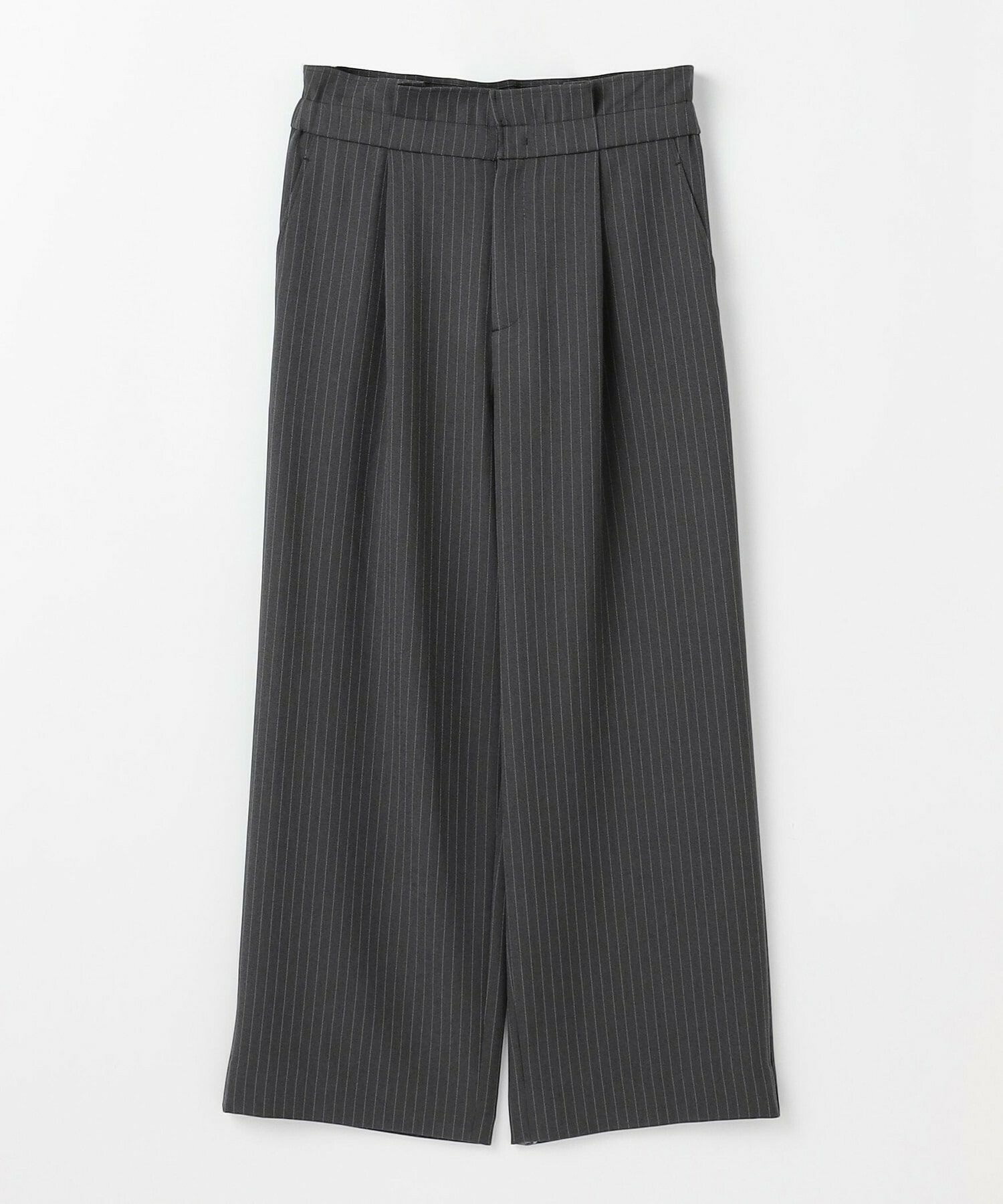 【feerique】feerique ウールライクストライプワイドパンツ 詳細画像 チャコールグレー 2