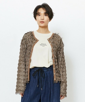 【feerique】feerique 2WAYフリンジカーディガン 詳細画像 ブラウン 1