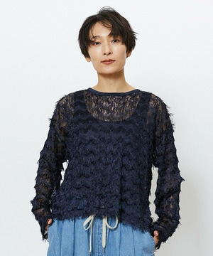 【feerique】feerique 2WAYフリンジカーディガン 詳細画像 ネイビー 1