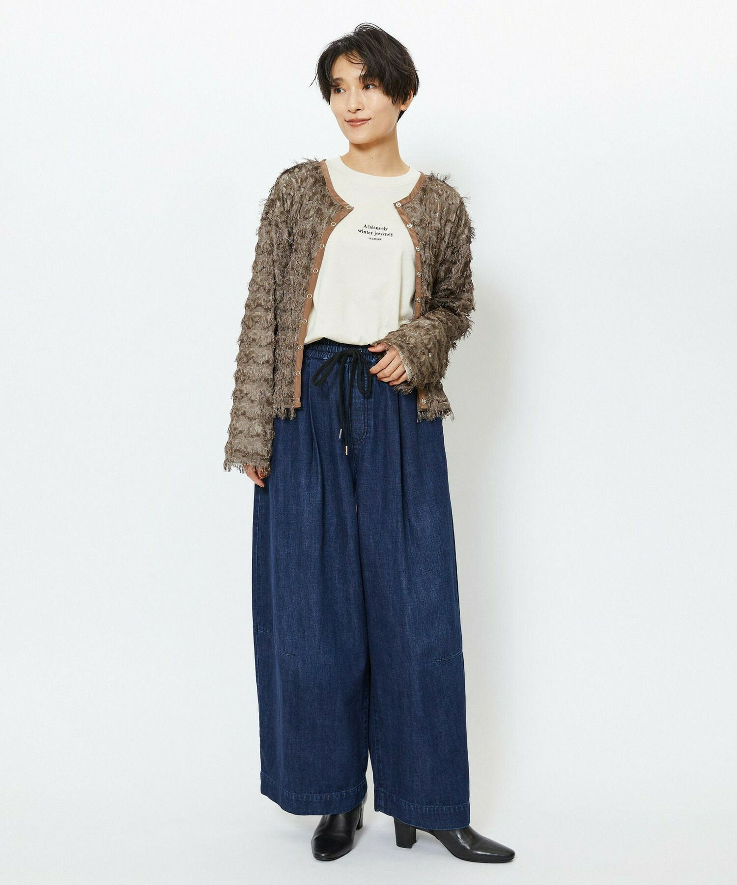 【feerique】feerique 2WAYフリンジカーディガン 詳細画像 ブラウン 1