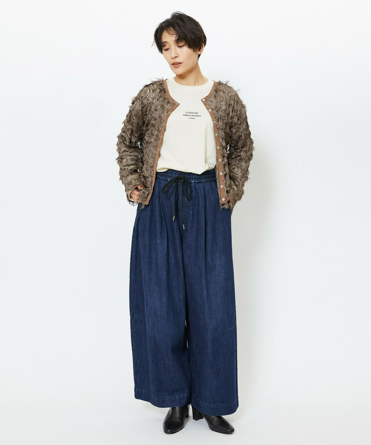 【feerique】feerique 2WAYフリンジカーディガン 詳細画像 ブラウン 2